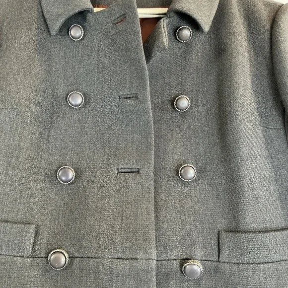 Vintage Betty Rose Gray Wool Jacket Double Breasted 1960s Mod Coat Damage - Picture 3 of 16